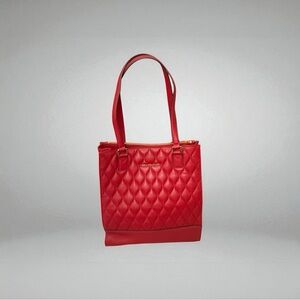 Vera Bradley Nora Vibrant Red Quilted Leather Tote-Retail $298-EUC